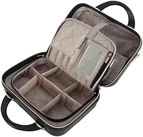 2-in-1 Essential St. Tropez Design Beauty Case - Black/Cream Python, Rose Gold-FemmiqueWomen