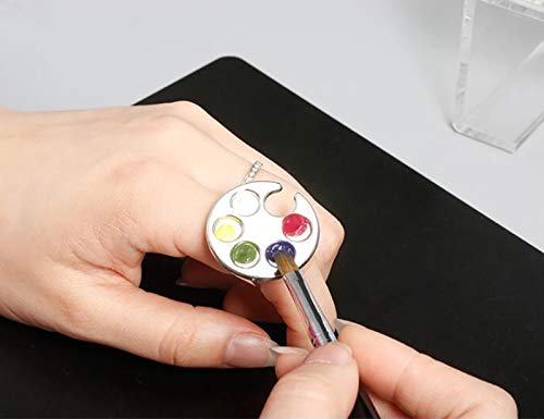 2 Pieces Nail Art Palette Finger Rings, Mini Polish Holder Drawing Color Palette, Nail Art Painting Gel Palette Manicure Tool, Cosmetic Artist Mixing Palette-FemmiqueWomen