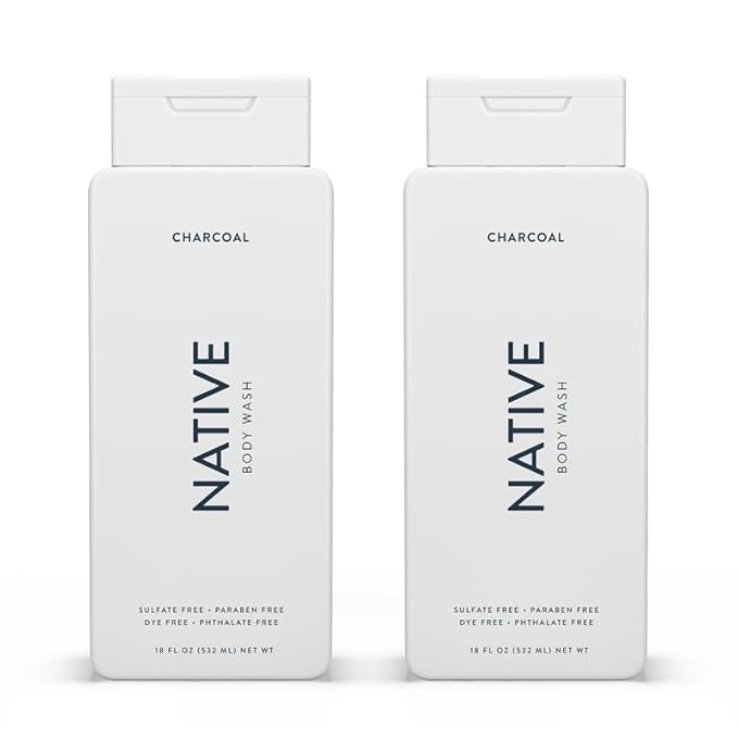 Native Body Wash Contains Naturally Derived Ingredients | For Women & Men, Sulfate, Dye, & Paraben Free Leaving Skin Soft and Hydrated | Charcoal 18 oz - 2 Pk-FemmiqueWomen
