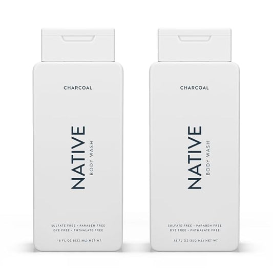 Native Body Wash Contains Naturally Derived Ingredients | For Women & Men, Sulfate, Dye, & Paraben Free Leaving Skin Soft and Hydrated | Charcoal 18 oz - 2 Pk-FemmiqueWomen