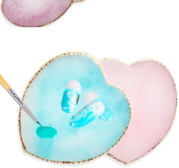 2 Pcs Herat Phnom Penh Resin Nail Art Palette,Nail Art Gel Nail Polish Palette Nail Art Painting Palettes with Stirring Rod Nail Piece Display Tool Cosmetic Makeup Mixed Color Palette Tray-FemmiqueWomen