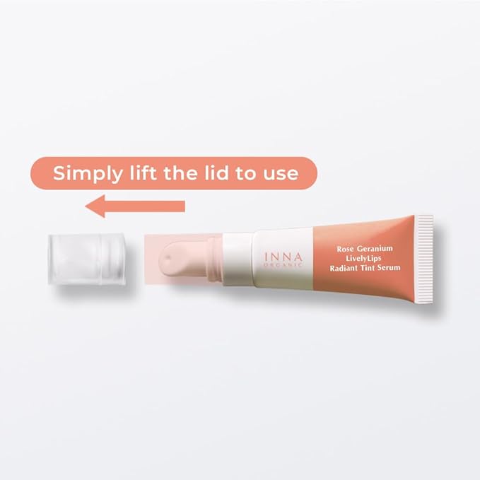 INNA ORGANIC Tinted Lip Serum, Moisturizing, Healing, Light Rosy color, 100% vegan, EWG & COSMOS Certified| Rose Geranium Essential Oils Infused Skincare | Luxury Clean Beauty-FemmiqueWomen