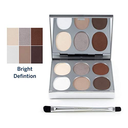 Jerome Alexander New Again Eyeshadow Palette & Brush, 6 Buildable & Blendable Micronized Powder Shades (Bright Definition)-FemmiqueWomen