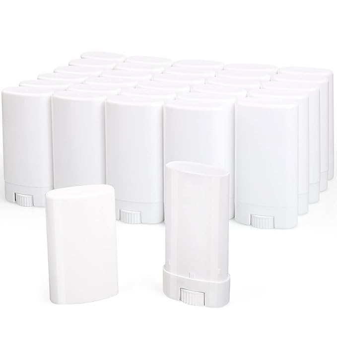 15ml Travel Deodorant Containers,Top-Fill,Empty Plastic Oval Lip Balm Tubes for Chapstick,Lip Balm,Lotion Bar Sticks,Salve,Homemade Solid Lotion,Sample Size Deodorant-30 Pack,White-FemmiqueWomen