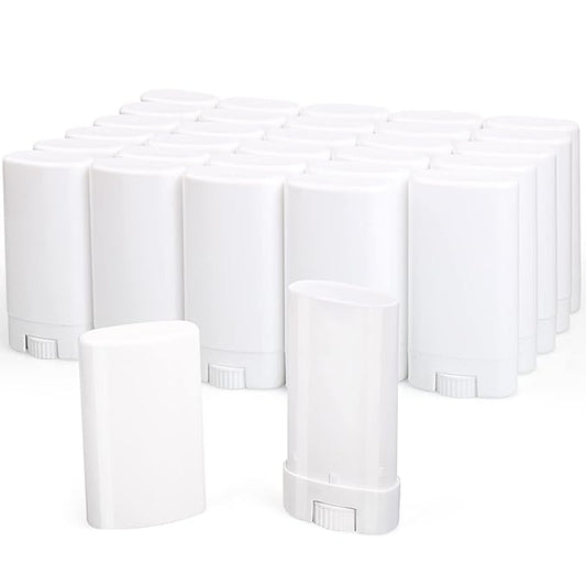 15ml Travel Deodorant Containers,Top-Fill,Empty Plastic Oval Lip Balm Tubes for Chapstick,Lip Balm,Lotion Bar Sticks,Salve,Homemade Solid Lotion,Sample Size Deodorant-30 Pack,White-FemmiqueWomen