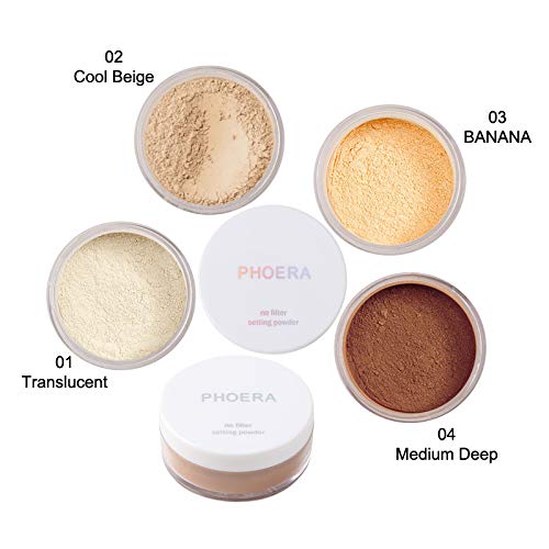 2 Pcs PHOERA Setting Powder and Face Primer, Control Oil Brighten Skin Color Cover Face Setting Loose Powder。 (02 Cool Beige + makeup primer)-FemmiqueWomen