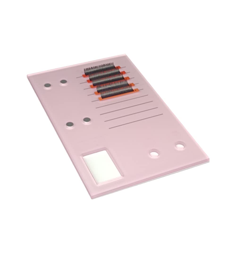 Grafting False Eyelash Acrylic Extension Pallet, Eyelash Extension Glue Tweezers Plate Pad Makeup Palette Individual Training Tools (Pink (7.87x5.12in))-FemmiqueWomen