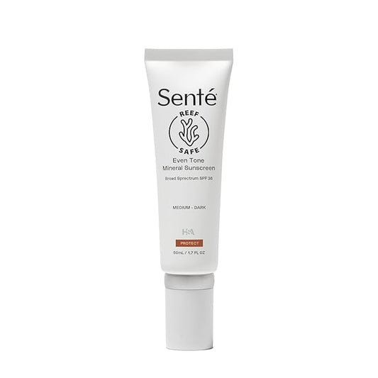 Senté Even Tone Mineral Sunscreen Tinted | SPF 36 Medium-Dark | Hydrating, Lightweight Sun Protection Treatment for Redness & Discoloration | UVA/UVB & Blue Light Defense | 1.7 oz-FemmiqueWomen