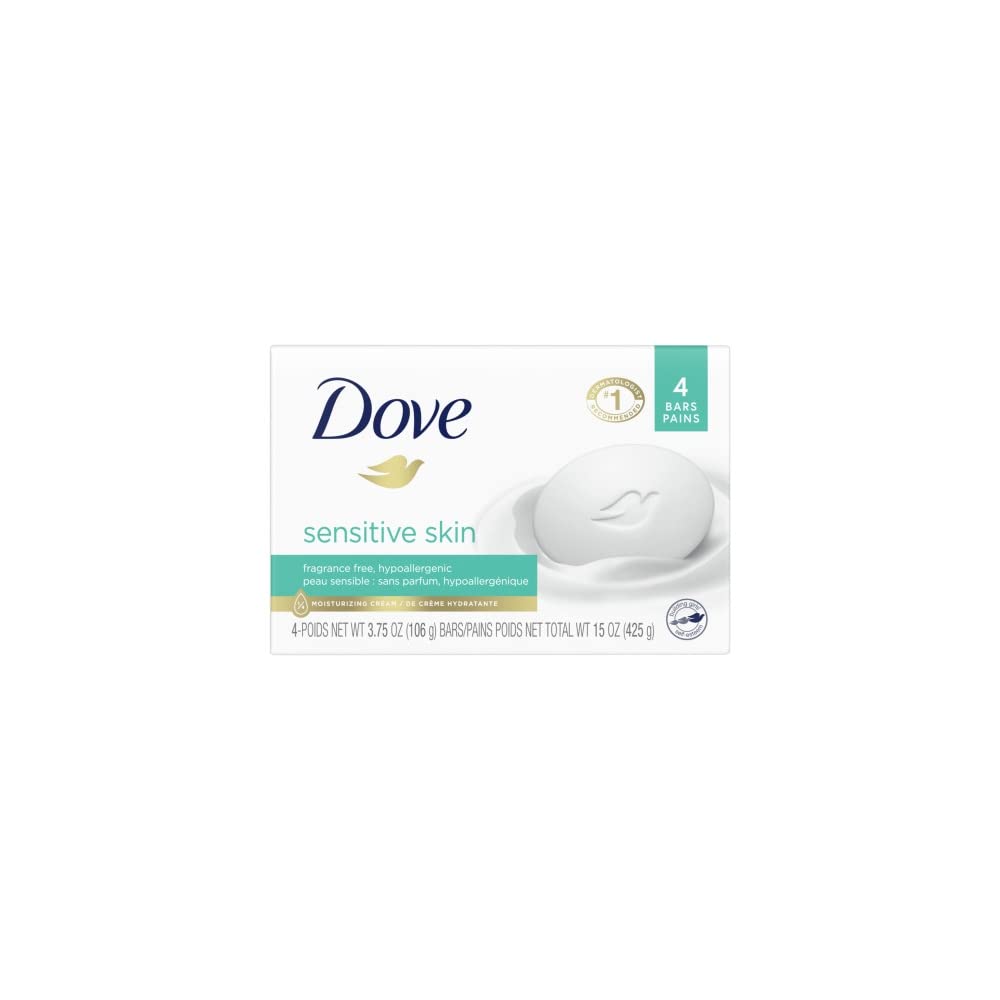 Dove Beauty Bar Soap Sensitive, 24 Bars for Sensitive Skin, Fragrance Free and Hypoallergenic 3.75 oz-FemmiqueWomen