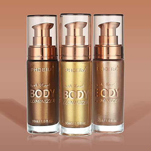 2 Pack Body Luminizer, High Gloss Waterproof Body Luminizer Glitter Face Shimmer Moisturizer Lotion Tan Cream Foundation Makeup Bronzer(103 Glistering Bronze)-FemmiqueWomen
