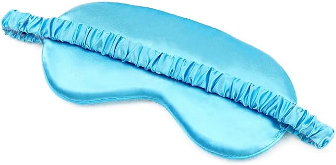 100% Natural Mulberry Soft Silk Sleep Mask, Light Blocking Eye Masks for Sleep, Night Blindfold Eye Mask Cover for Men and Women, Sleeping Night Mask for Travel (Blue)-FemmiqueWomen