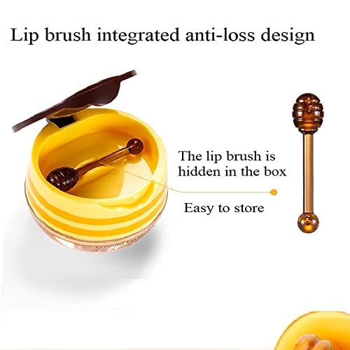 2PCS Honey Balm Lip Balm, Lip Masks for Dry and Cracked Lips with Brush, Lip Exfoliator & Moisturizer, Reduces Lips Lines & Lightens Lips, Anti-Wrinkle, Aging-FemmiqueWomen