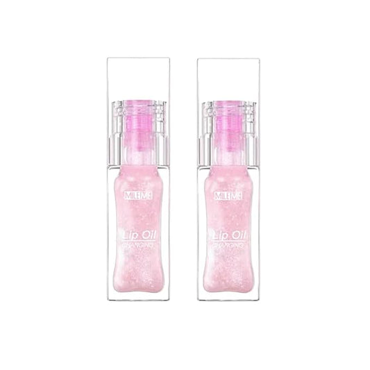2PCS/Set MILEMEI Color Changing Lip Oil Magic Moisturizing, Big Brush Plumping Lip Oil, Plumping Glimmer Glow-FemmiqueWomen