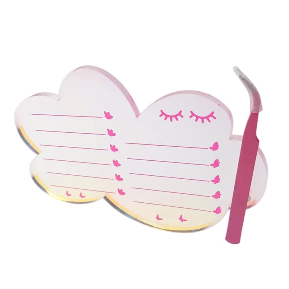 Grafting False Eyelash Acrylic Extension Pallet, Eyelash Extension Tweezers Plate Pad Makeup Palette Individual Training Tools Dazzling (Cloud-shaped A （5.51x3.94in）)-FemmiqueWomen