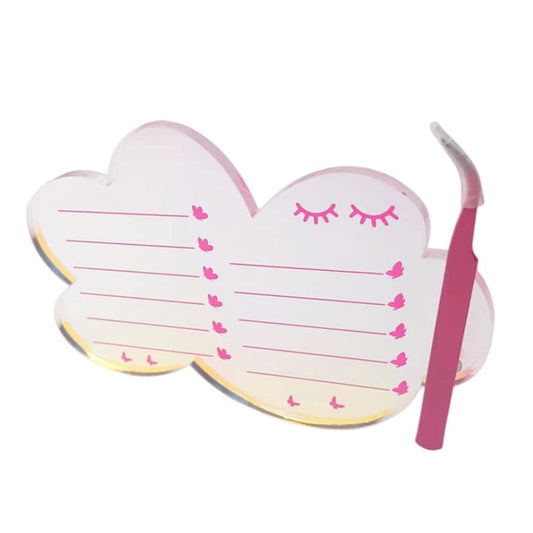 Grafting False Eyelash Acrylic Extension Pallet, Eyelash Extension Tweezers Plate Pad Makeup Palette Individual Training Tools Dazzling (Cloud-shaped A （5.51x3.94in）)-FemmiqueWomen