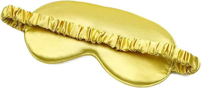 100% Natural Mulberry Soft Silk Sleep Mask, Light Blocking Eye Masks for Sleep, Night Blindfold Eye Mask Cover for Men and Women, Sleeping Night Mask for Travel (Gold)-FemmiqueWomen