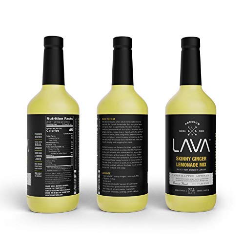 (3 Pack) LAVA Premium Skinny Ginger Lemonade Vodka Cocktail Mix made with Sicilian Lemon Juice, Candied Ginger Puree - 33.8oz Bottles-FemmiqueWomen