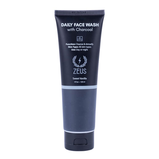 ZEUS Charcoal Face Wash for Men | Daily Facial Cleanser for Oily Skin, Blackhead Removal, & Deep Pore Cleansing | Detoxifying & Exfoliating | Made in USA-FemmiqueWomen