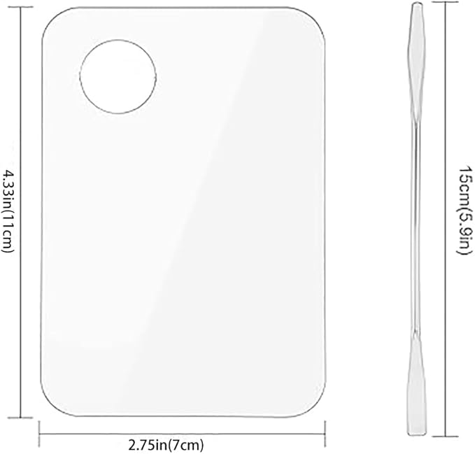 2pcs Acrylic Makeup Palette, Cosmetic Makeup Mixing Tray with 2pcs Spatula Tool, Foundation Makeup Palette for Nail Art Eye Shadow Pigment Blending (Rectangle)-FemmiqueWomen
