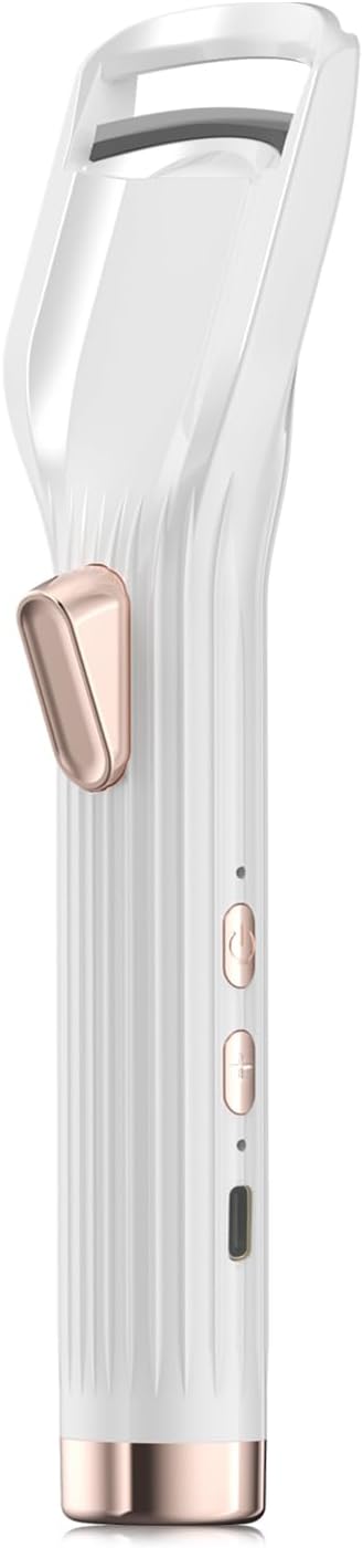 Heated Eyelash Curler Premium PRO - Fast Heat up in 8s - 24 Hours Long Lasting - Rechargeable Electric Eyelash Curler with Type-C, 2 Heat Modes, Anti-Burn Eyelid, Gift for Women Girls, White-AB-FemmiqueWomen