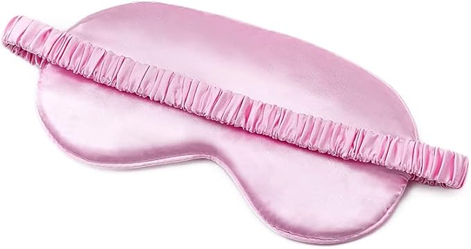 100% Natural Mulberry Soft Silk Sleep Mask, Light Blocking Eye Masks For Sleep, Night Blindfold Eye Mask Cover For Men And Women, Sleeping Night Mask For Travel (Pink)-FemmiqueWomen