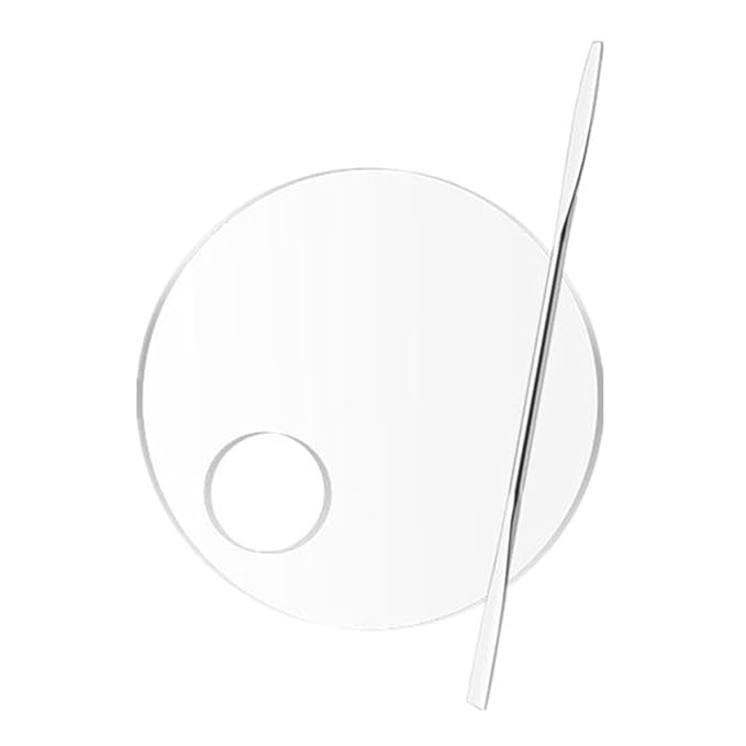 2 Pcs Acrylic Makeup Palette Makeup Mixing Tray with Makeup Spatula for Beauty Salon Color Cream Liquid Foundation Mixing Palette (Round)-FemmiqueWomen