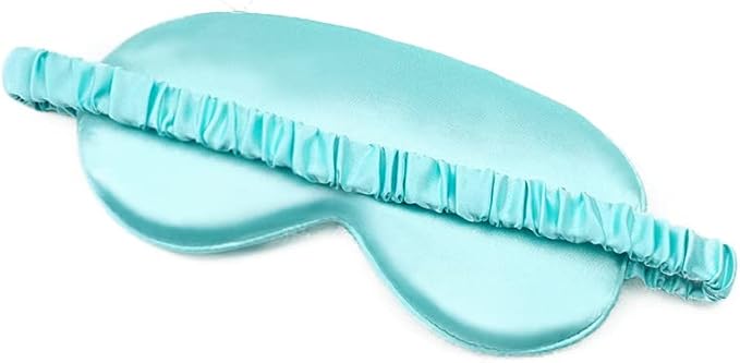 100% Natural Mulberry Soft Silk Sleep Mask, Light Blocking Eye Masks for Sleep, Night Blindfold Eye Mask Cover for Men and Women, Sleeping Night Mask for Travel (Light Blue)-FemmiqueWomen