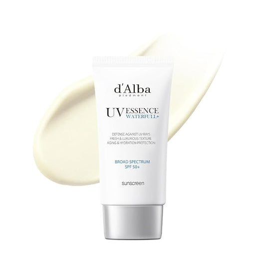 d'alba Piedmont Italian White Truffle Waterfull Essence Sunscreen, Vegan Skincare, Lightweight Sunscreen with BROAD SPECTRUM SPF 50+, Glowy, Safe for all Skin Types, Korean Skin Care (1.69 fl. oz)-FemmiqueWomen
