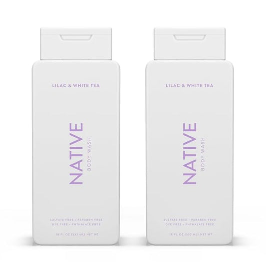 Native Body Wash Contains Naturally Derived Ingredients | For Women & Men, Sulfate, Paraben, & Dye Free Leaving Skin Soft and Hydrating | Lilac & White Tea 18 oz - 2 Pk-FemmiqueWomen