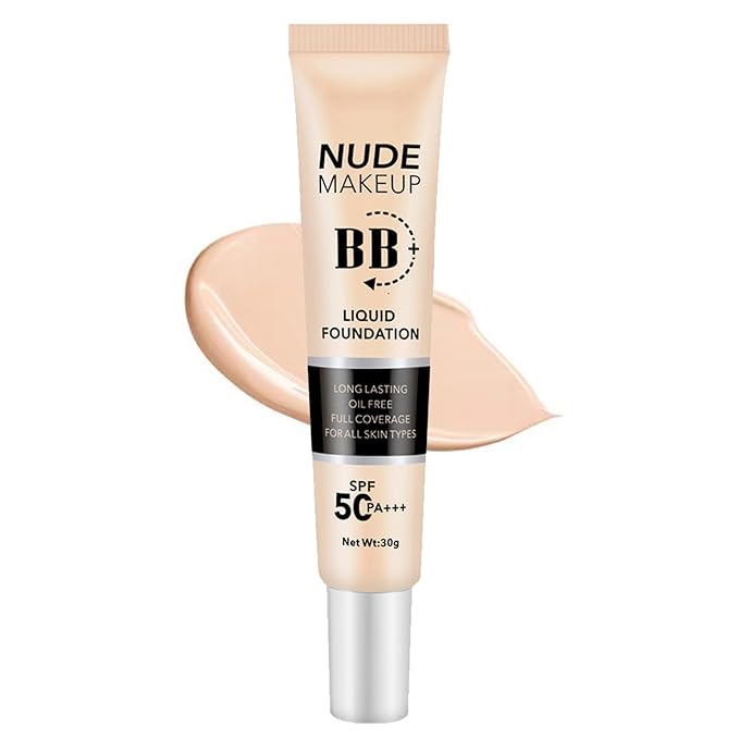 BB Cream Tinted Moisturizer with SPF50, BB Cream Full Coverage Foundation Hide Pore Spot, Hydrating LightWeight Matte BB Cream, Waterproof Long Lasting BB Cream for Oily Skin (Natural)-FemmiqueWomen