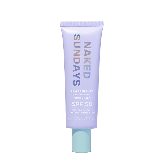 Naked Sundays SPF 50 Mineral Glow Sunscreen, Daily Hydrating Facial Moisturizer & Primer with Zinc Oxide, Sheer Tint, Broad Spectrum SPF Lotion (Jumbo 80ml)-FemmiqueWomen