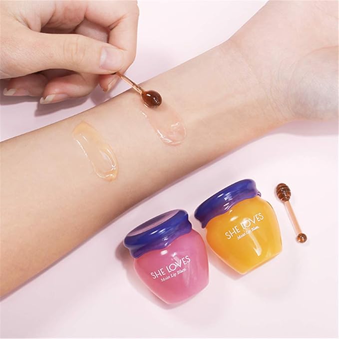 2PCS Lip Mask Overnight, Honey&Sakura Day and Night Repair Sleeping Lip Balm, Fade Lip Lines Bee Balm, Hydrating &Prevention Dry and Crack Lip Scrubs Exfoliator-FemmiqueWomen