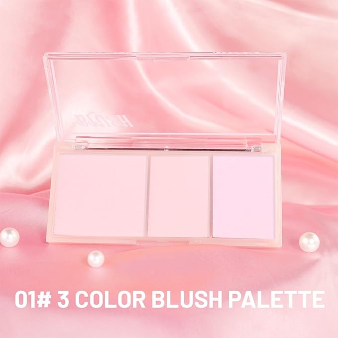 3 IN 1 Brown Nude Face Highlight Bronzer Powder Palette for Face Cheeks Contour Brightening, Buildable Matte Coverage Natural Makeup,Ultra Sculpt Nose Shadow Eyeshadow Primer-Pink-FemmiqueWomen