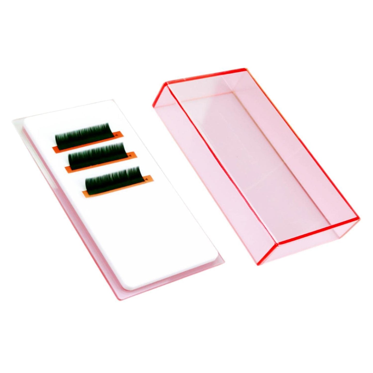 Eyelash Grafting Pallet with Cover, Dust-proof Acrylic Lash Tile holder, Eyelash Extensions Storage Gasket Pads (Transparent Pink S)-FemmiqueWomen
