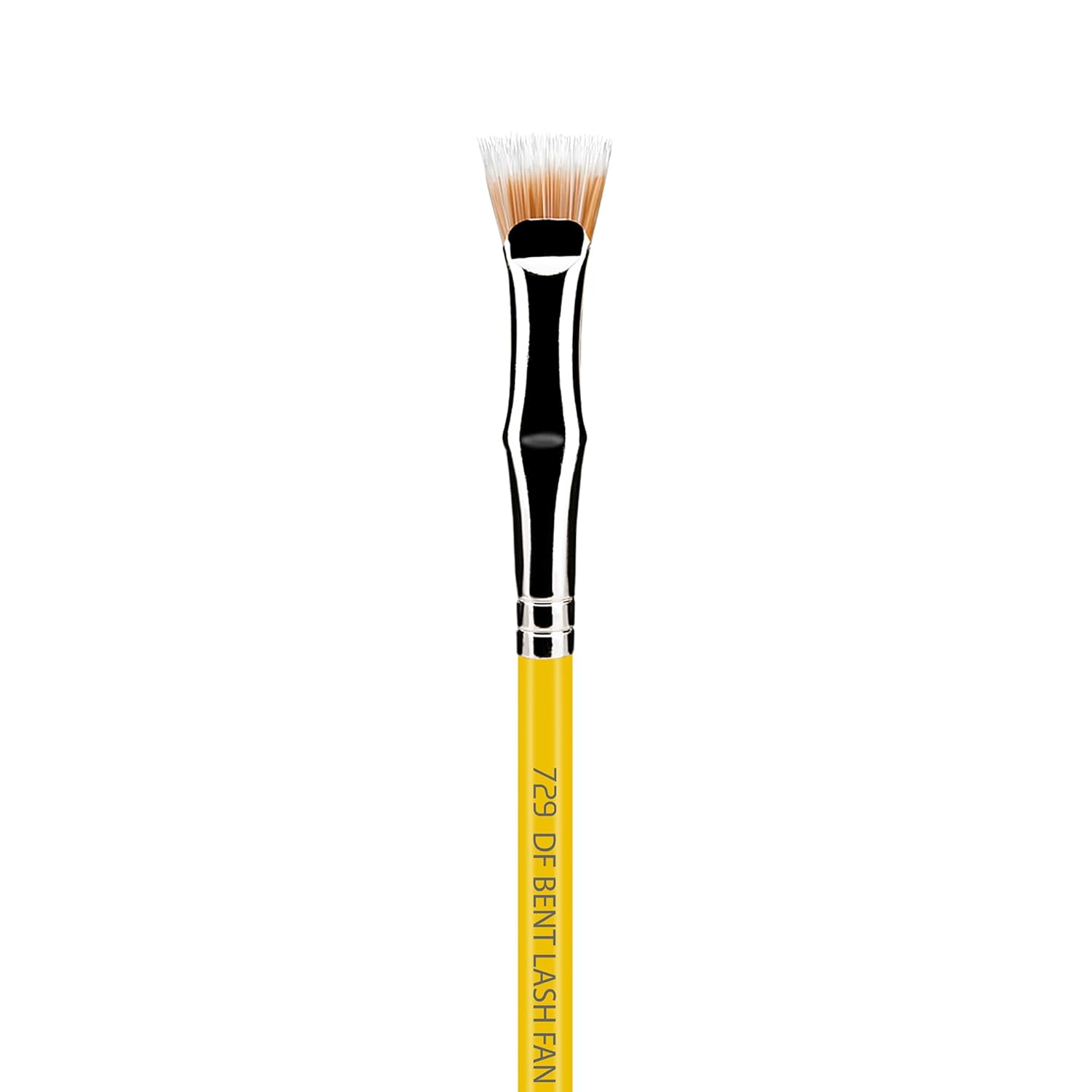 Bdellium Tools Professional Makeup Brush - Studio Series 729 Duo Fiber Bent Mascara Fan - With Soft Synthetic Fibers, For Applying Mascara (Yellow, 1pc)-FemmiqueWomen