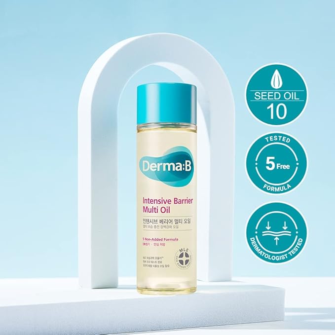 Derma B | Intensive Barrier Multi Body Oil | Moisturizing Non-Sticky Multi-Use Oil After Shower | 10 Botanical Skin Oil for Sensitive Skin | Korean Body Oils for Women & Men | 4.56 fl oz (135ml)-FemmiqueWomen