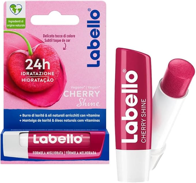 3 LABELLO CHERRY FRUITY SHINE LIP BALM STICK CARE BEAUTY SOFT SMOOTH SPF 10 NEW-FemmiqueWomen