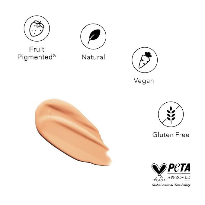 100% PURE Healthy Foundation Full Face Coverage Makeup, Liquid Matte Finish with Anti-Aging Benefits - Vegan Gorgeous Fruit Pigmented White Peach Color (Light with Warm Undertone) - 1 Fl Oz-FemmiqueWomen