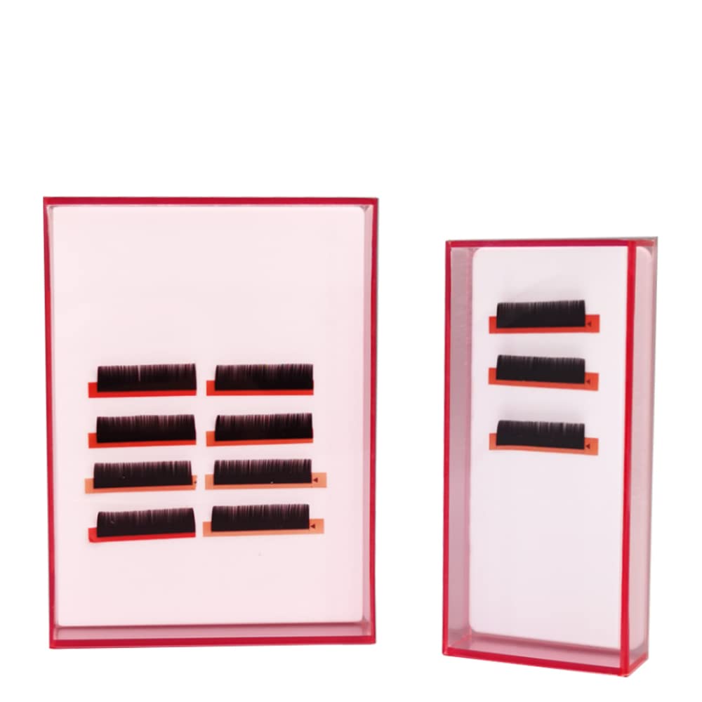 Grafting False Eyelash Acrylic Extension Pallet Organizer, Eyelash Extension Glue Tweezers Plate Makeup Palette, Dustproof Storage Box Display Training Tools Salon (Transparent Pink S)-FemmiqueWomen