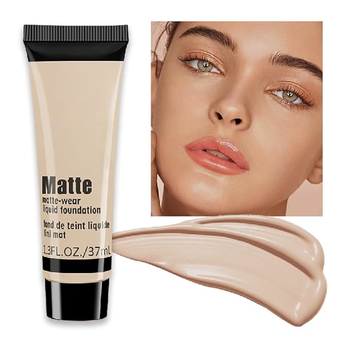 1 Pack Liquid Foundation Cream for Face Makeup,Durable Full Coverage Matte Concealer Make Up,Oil Control & Waterproof Base Primer -1 Fl.Oz-BEIGE 4#-FemmiqueWomen