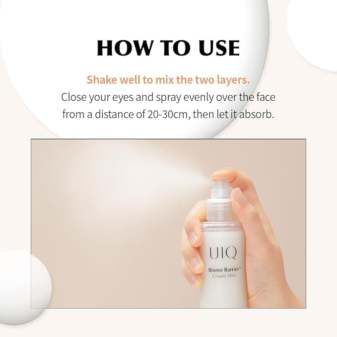 UIQ Biome Barrier Cream Mist - Facial Barrier Mist for Hydration & Skin Barrier Repair, Microbiome-Based Korean Skin Care, 3.38 fl oz-FemmiqueWomen