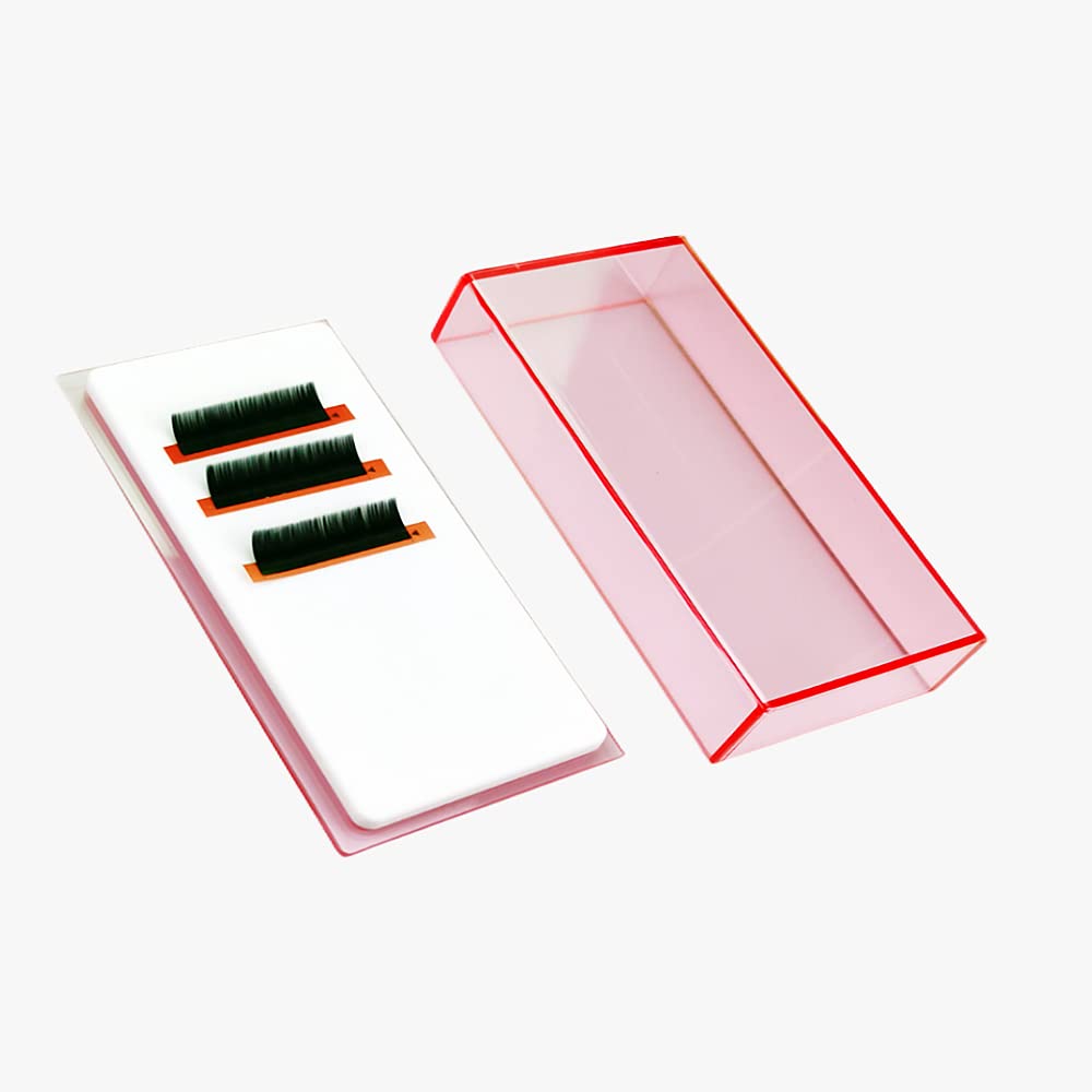 Grafting False Eyelash Acrylic Extension Pallet Organizer, Eyelash Extension Glue Tweezers Plate Makeup Palette, Dustproof Storage Box Display Training Tools Salon (Transparent Pink S)-FemmiqueWomen
