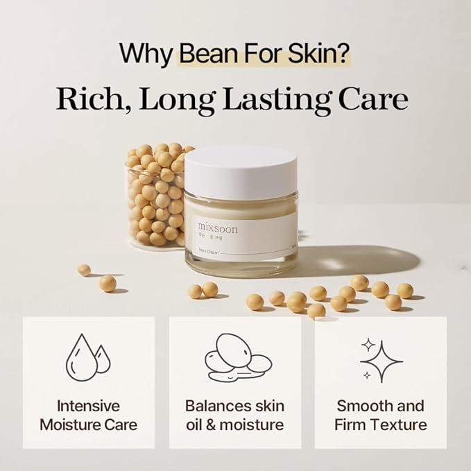 mixsoon Bean Cream - Intensive Moisture Face Cream For Smooth, Nourished Skin, Pore & Sebum Care - Korean Skincare For Glass Skin - Non-stick (1.69 fl.oz / 50ml)-FemmiqueWomen