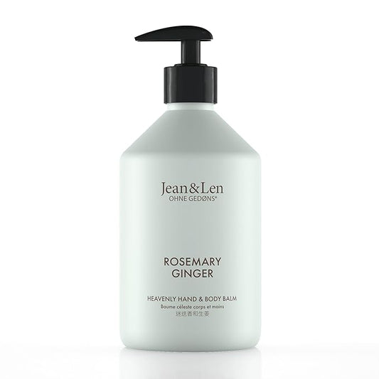 Jean & Len Heavenly Hand & Body Balm Rosemary & Ginger, for a fragrant care experience, with organic argan oil and shea butter, minimalistic bottle, without parabens & silicones, 16.91 Fl. Oz.-FemmiqueWomen