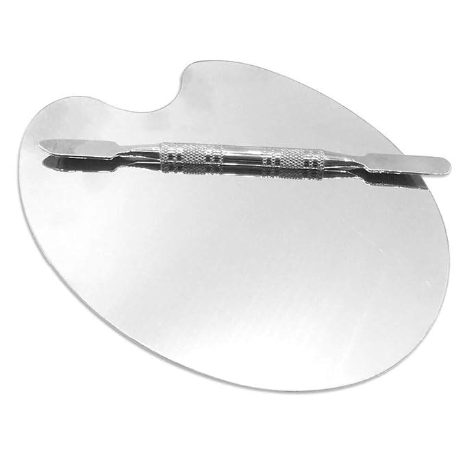 2 Pack Professional Makeup Palette, 2 Types Pro Lady Stainless Steel Cosmetic Artist Spatula with Spatula Tool for Mixing Foundation-FemmiqueWomen