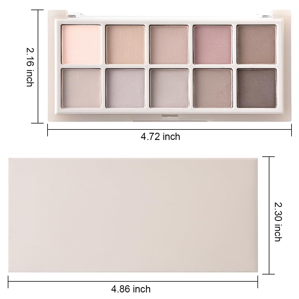 10 Color Matte Eyeshadow Palette | 10 Soft-Focus Matte Shades in Grey-Brown & Neutral Taupe | Silky Powder Blends Like Cream | Natural-Looking Nude Makeup for Mature Skin | Day to Night Wear-FemmiqueWomen