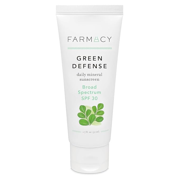 Farmacy Mineral Face Sunscreen SPF 30 - Broad Spectrum Zinc Oxide Sunscreen for Face - Daily Defense Sheer Mineral SPF for Sensitive Skin - Absorbs Quickly + Leaves No White Cast (50ml)-FemmiqueWomen