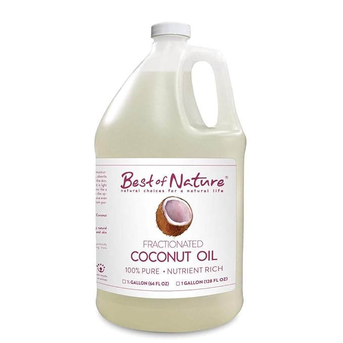 Best of Nature 100% Pure Fractionated Coconut Oil - Liquid MCT Massage & Body Oil, Unscented Moisturizer for Hair, Skin, Face, Aromatherapy Carrier for Essential Oils, Half Gallon (64 fl oz)-FemmiqueWomen