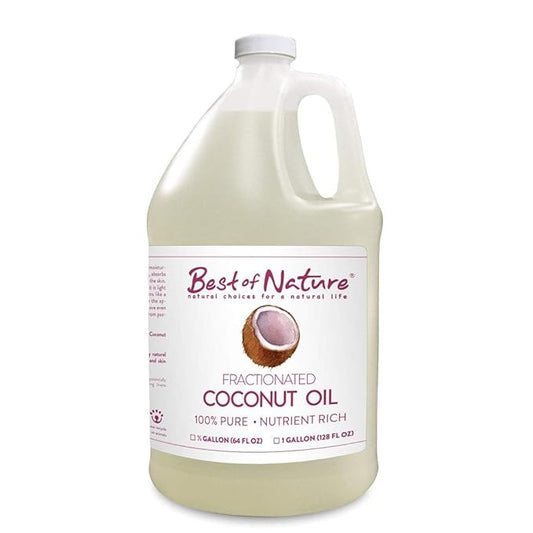 Best of Nature 100% Pure Fractionated Coconut Oil - Liquid MCT Massage & Body Oil, Unscented Moisturizer for Hair, Skin, Face, Aromatherapy Carrier for Essential Oils, Half Gallon (64 fl oz)-FemmiqueWomen