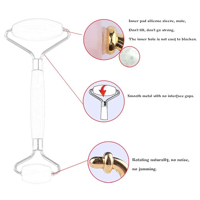 Jade Roller and Gua Sha Set - Facial Body Eyes Neck Massager Tool for Beautiful Skin Detox - Reduce Wrinkles Aging -（White Jade）-FemmiqueWomen